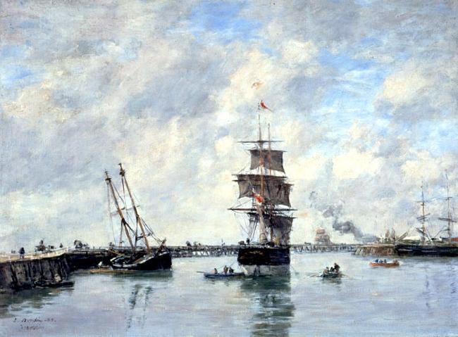 Eugene Boudin Trouville, les jetees, mer haute